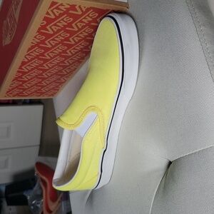 Vans Bright Neon Yellow Canvas Slip-Ons 7.5 Womrnd WORN ONCE